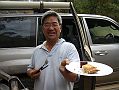 23-Vince samples his successful jaffle cooking